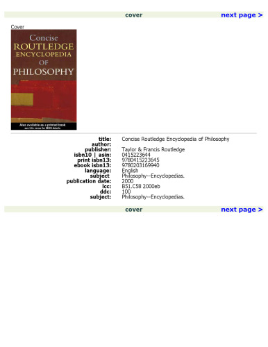 Concise Routledge Encyclopedia of Philosophy