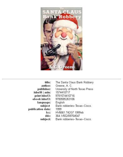 The Santa Claus Bank Robbery (A.C. Greene Series, No 1)