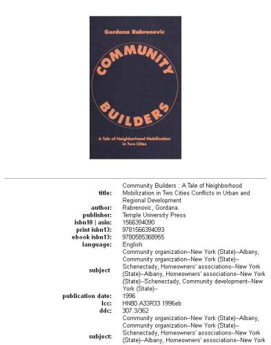 Community Builders: A Tale of Neighborhood Mobilization in Two Cities (Conflicts in Urban and Regional Development)