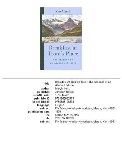 Breakfast at Trout's Place: The Seasons of an Alaskan Flyfisher