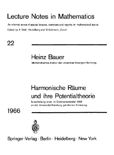 Harmonische Raume und ihre Potentialtheorie