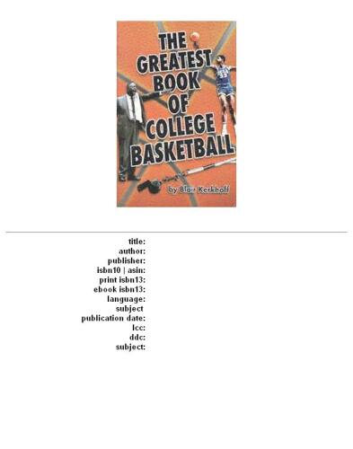 Greatest Book of College Basketball