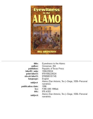 Eyewitness to the Alamo