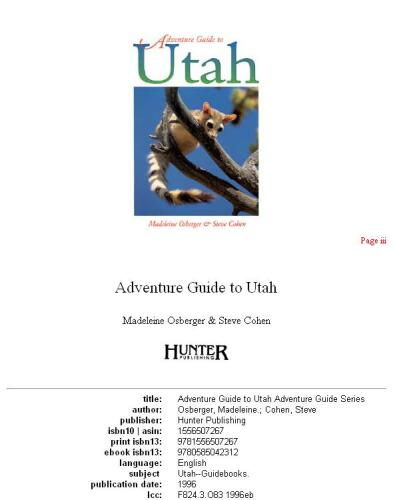 Adventure Guide to Utah (Hunter Travel Guides)