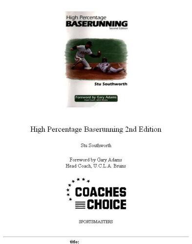 High Percentage Baserunning