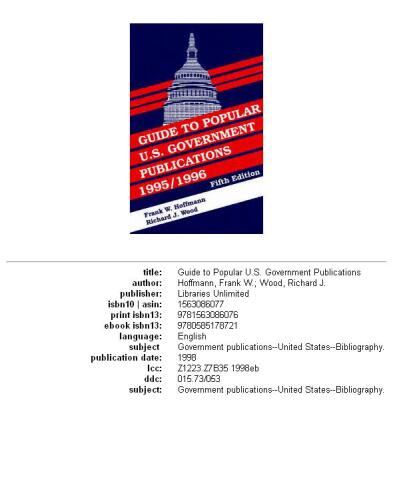 Guide to Popular U.S. Government Publications, 1995-1996