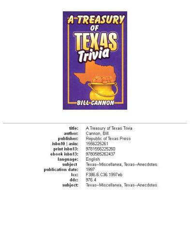 Treasury of Texas Trivia