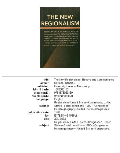 The New Regionalism: Essays and Commentaries (Chancellor's Symposium Series)