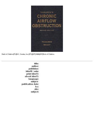 Thurlbeck's Chronic Airflow Obstruction, 2nd Edition