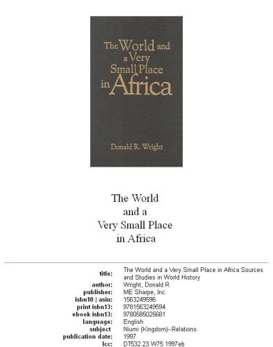 The World and a Very Small Place in Africa