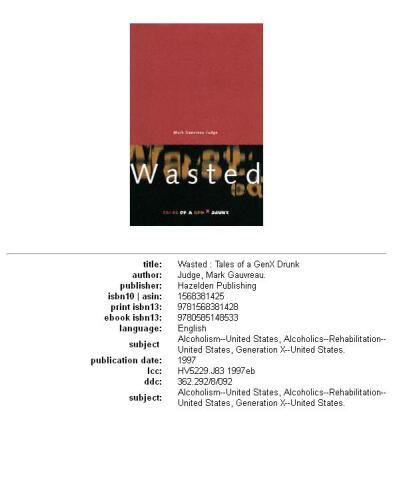 Wasted: Tales of a Genx Drunk