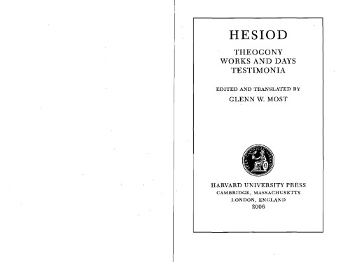 Hesiod: Theogony. Works and Days. Testimonia