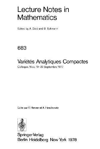 Varietes Analytiques Compactes