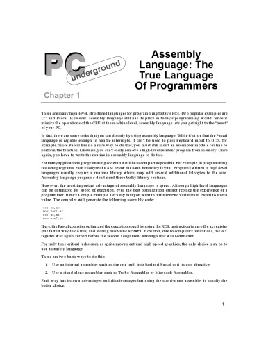 PC Underground: Unconventional Programming Topics