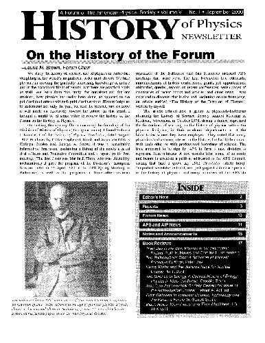 History of Physics Newsletter