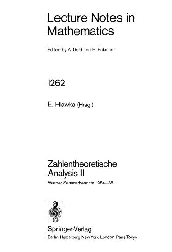 Zahlentheoretische Analysis II