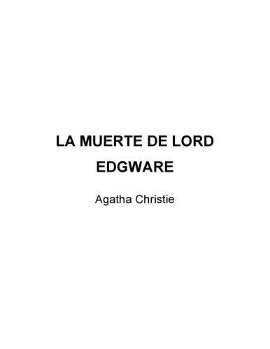 La Muerte De Lord Edgware lord Edgware's Death