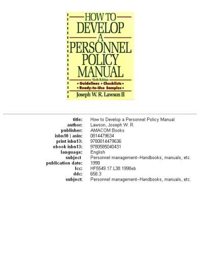 How to Develop a Personnel Policy Manual