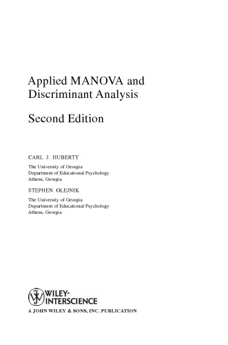 Applied MANOVA and Discriminant Analysis