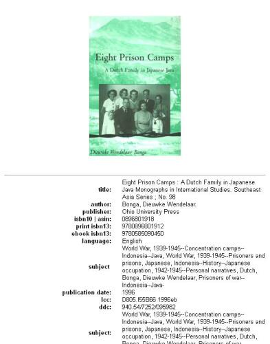 Eight Prison Camps: A Dutch Family in Japanese Java (Ohio RIS Southeast Asia Series)