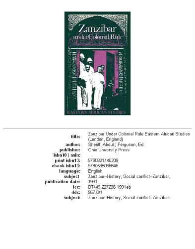 Zanzibar Under Colonial Rule: Eastern African Studies