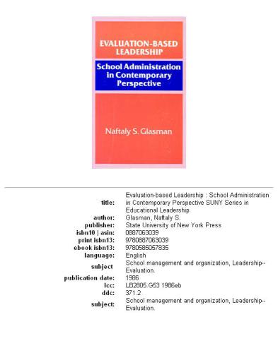 Evaluation-Based Leadership: School Administration in Contemporary Perspective