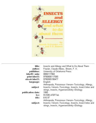 Insects and Allergy and What to Do About Them