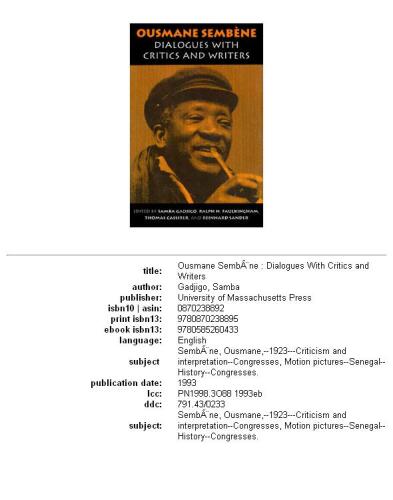 Ousmane Sembene: Dialogues With Critics and Writers