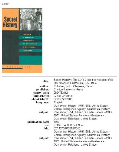 Secret History: The CIA's Classified Account of Its Operations in Guatemala, 1952-1954