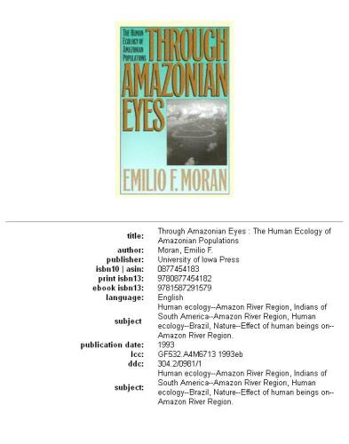 Through Amazonian Eyes: The Human Ecology of Amazonian Populations