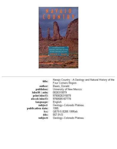 Navajo Country: A Geology and Natural History of the Four Corners Region