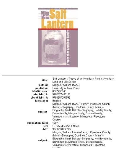 Salt Lantern: Traces of an American Family (American Land & Life)