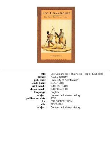 Los Comanches: The Horse People, 1751-1845