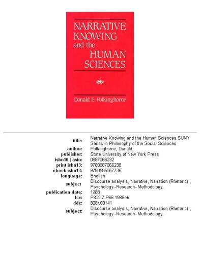 Narrative Knowing and the Human Sciences