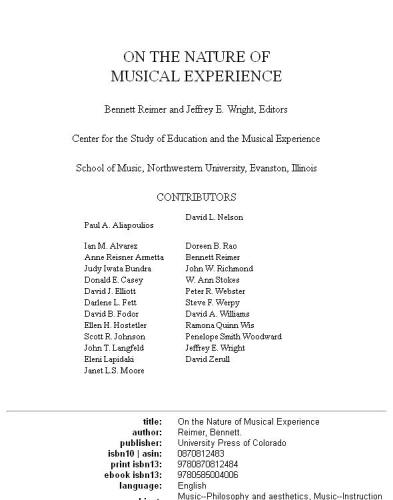 On the Nature of Musical Experience