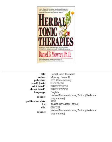 Herbal Tonic Therapies