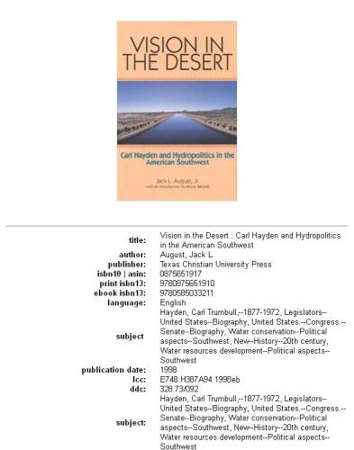 Vision in the Desert: Carl Hayden and Hydropolitics in the American Southwest