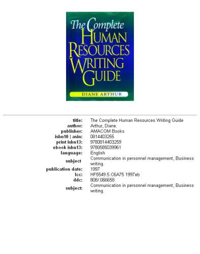 The Complete Human Resources Writing Guide