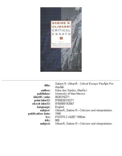 Sabine R. Ulibarri: Critical Essays (Paso Por Aqui : Series on the Nuevomexicano Literary Heritage)