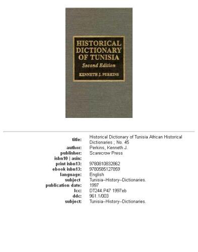 Historical Dictionary of Tunisia