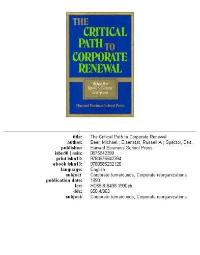 The Critical Path to Corporate Renewal