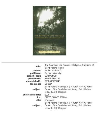 The Abundant Life Prevails: Religious Traditions of Saint Helena Island