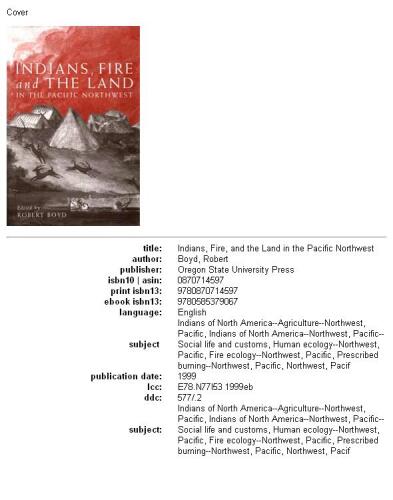 Indians, Fire, and the Land in the Pacific Northwest