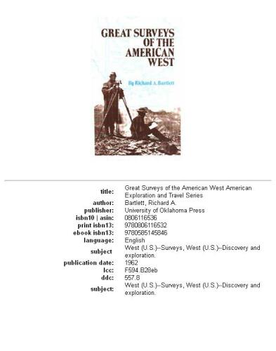 Great Surveys of the American West (American Exploration and Travel Series)