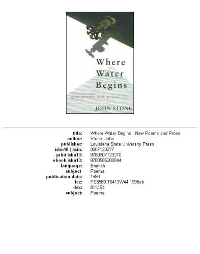 Where Water Begins: New Poems and Prose (Poetry)