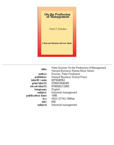 Peter Drucker on the Profession of Management (Harvard Business Review Book Series)