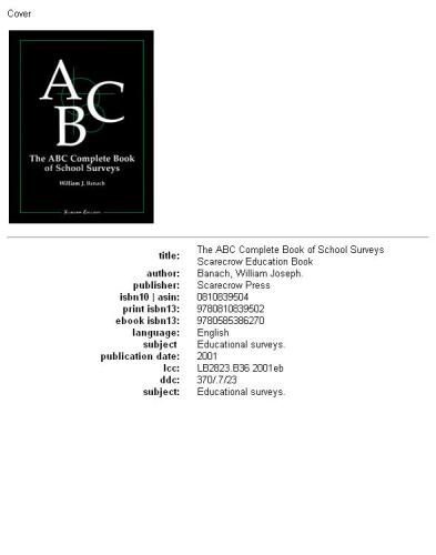 The ABC Complete Book of School Surveys