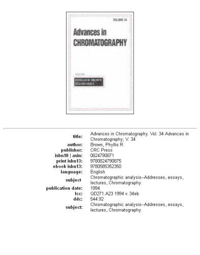 Advances in Chromatography, Volume 34