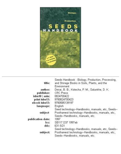 Seeds Handbook (Books in Soils, Plants, and the Environment)