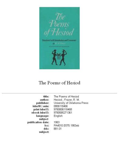 The Poems of Hesiod